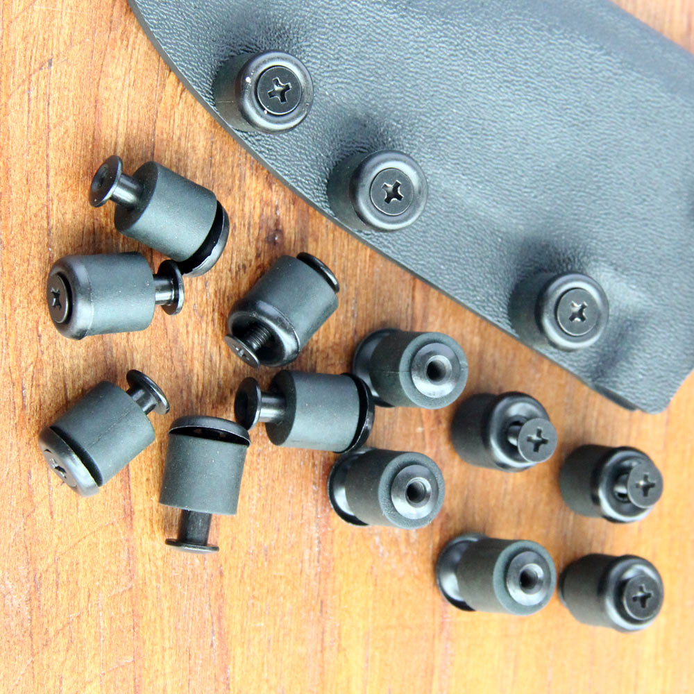 Juego de tornillos Chicago de cabeza plana de poste largo, tuerca de perno con arandela de goma gruesa y avellanada de Metal para funda Kydex DIY