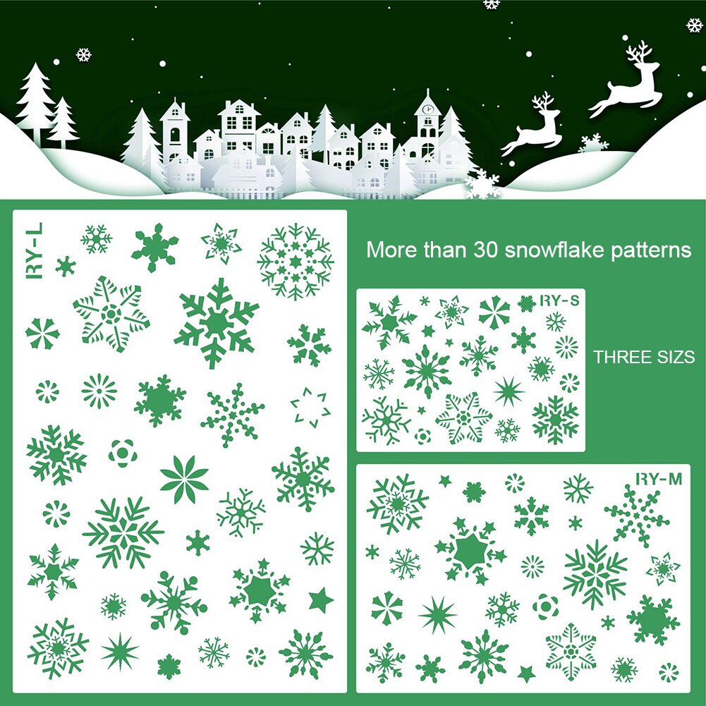 Jul ihåliga snöflinga form diy stencil väggmålning scrapbook mall
