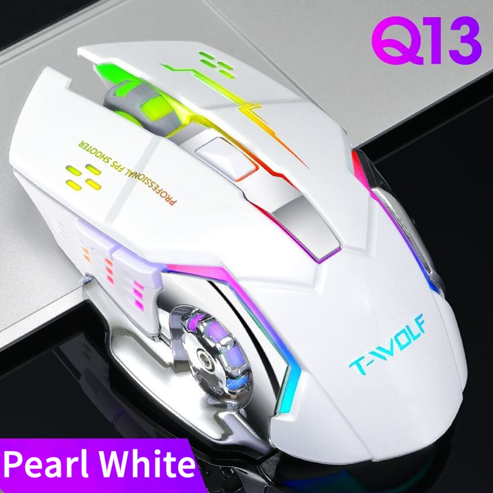 KUU Q13 Profession wireless Gaming Mouse 6 Buttons 2400 DPI LED Optical USB Computer Silent Mouse For PC laptop: White