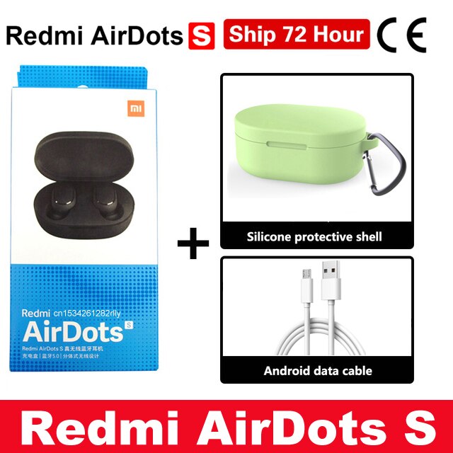 Origina Xiaomi Redmi AirDots 2 In Ear Bluetooth 5.0 Wireless Earphones With Mic Handsfree Earbuds AI Control AirDots Pro 2S 2 SE: Airdots S case Green