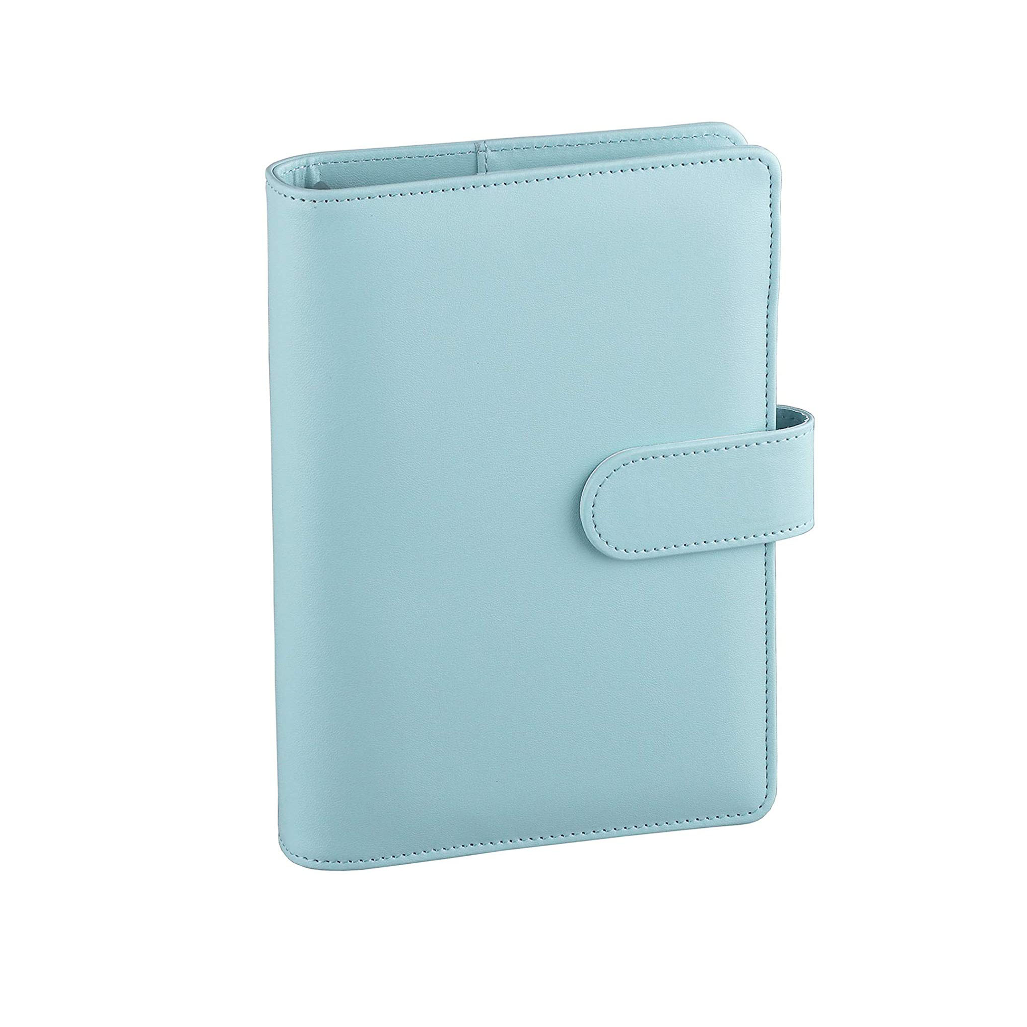 A6 Pu Lederen Notebook Losbladige Bindmiddel Hervulbare 6 Ringband Cover Met Magnetische Gesp Sluiting: Light blue