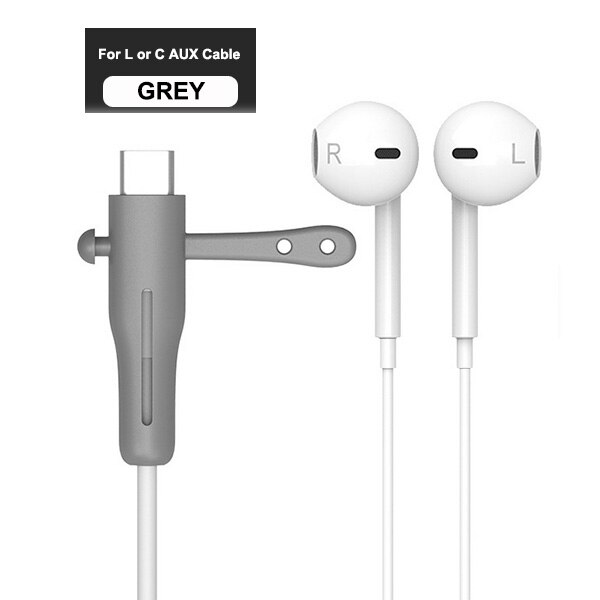 Protecteur de câble pour Apple iPhone USB chargeur câble protecteur cordon économiseur fil enrouleur Protection pour iPhone ligne de données protecteur: C or L AUX Grey 2PC