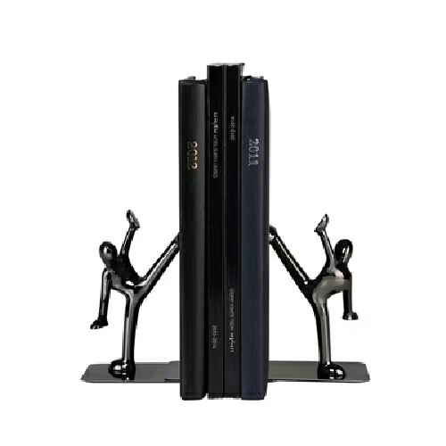 Kicking type book end Metallic European Book stand Book holder: black