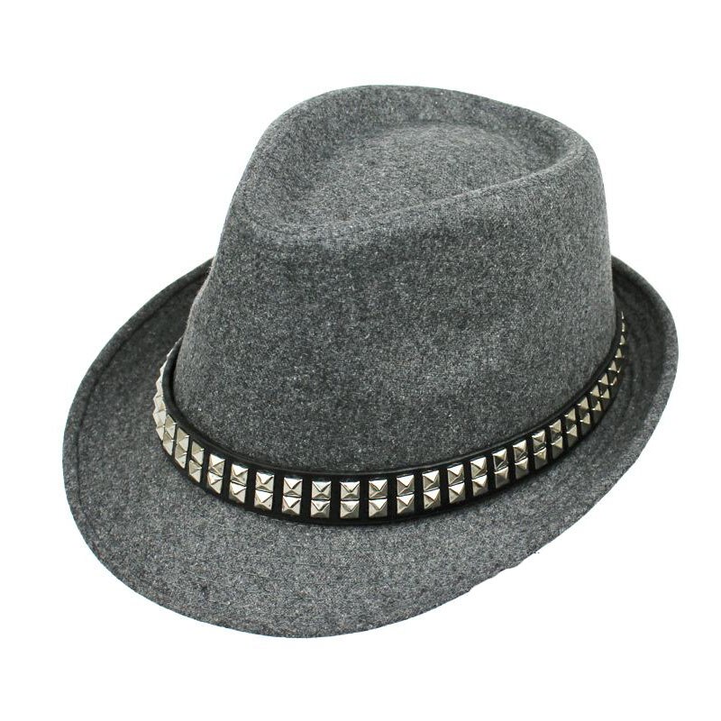 Fs klassinen syksy talvi miesten villahattu jazz fedora vyöllä naisten leveälierinen trilby musta harmaa ruskea huopasilinteri hatut herrasmies: Hopea