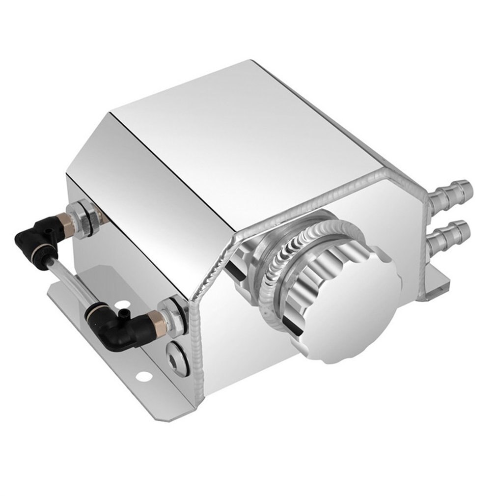 For Universal 1L Aluminium Alloy Engine Oil Fuel Catch Can Square Breather Tank Bottle Coolant Radiator Overflow Tank