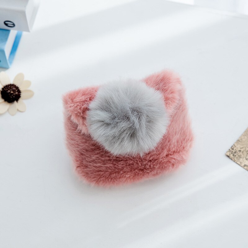 Faux Fur Coin Purse Wallet Mmini Shoulder Crossbody Bag Small Pouch Carteira Bolsa Feminina for Kindergarten Baby Girls: pink red ball