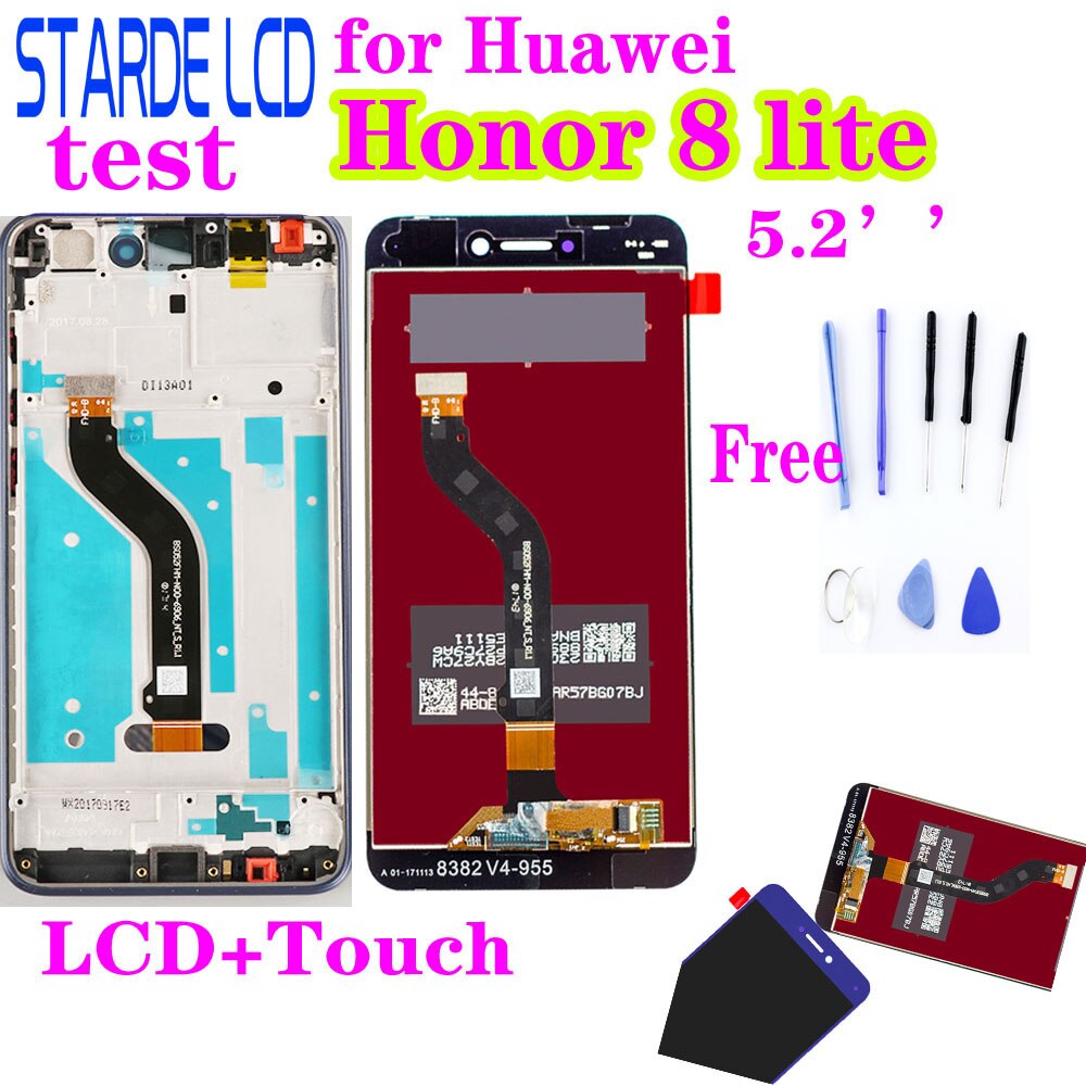 Voor Huawei Honor 8 Lite Lcd Display PRA-TL10 Pra LX1 LX3 Touch Screen 5.2 Inch Digitizer Vergadering Met Frame Screen vervanging