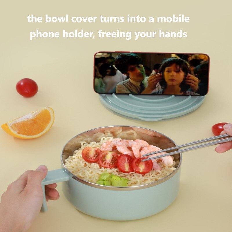 Stainless Steel Instant Noodle Bowl Portable Student Dormitory Household With Sealed Lid Large Capacity Instant Noodle Bowl