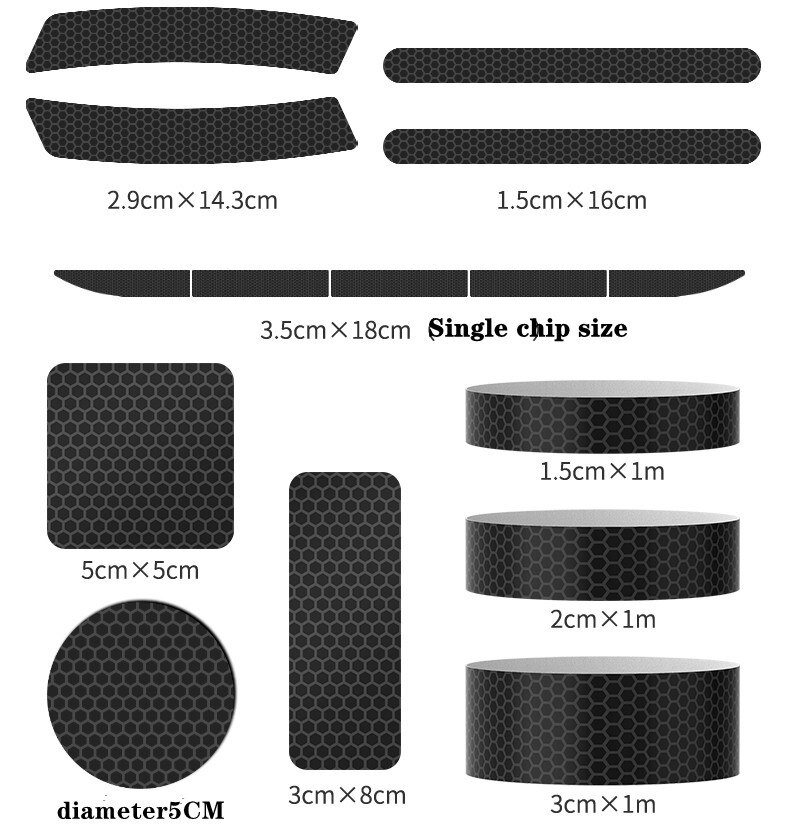 Cinta reflectante negra de 3M, pegatina adhesiva de grado de diamante, de seguridad, cinta de advertencia para bicicleta, automóviles, motocicleta, estilo de coche