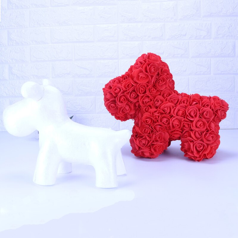 1PC 15cm/20cm/35cm Foam Rose Bear Mold DIY TOY Artificial Rose Flower Bear Plastic Bear Roses Luck Dog Mold Model