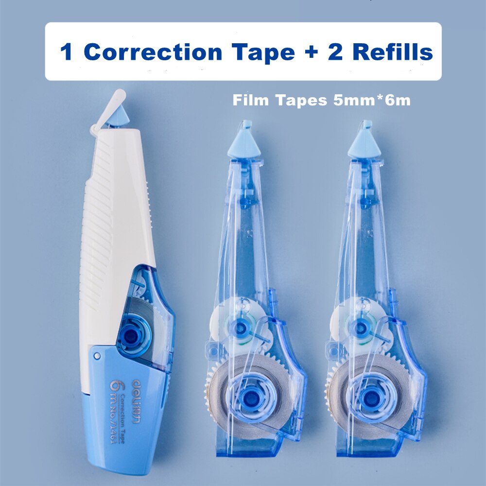 Deli Refillable Correction Tape Set 5mmx6m White Out Corrector for School Correction Supplies Stationery: Blue Set