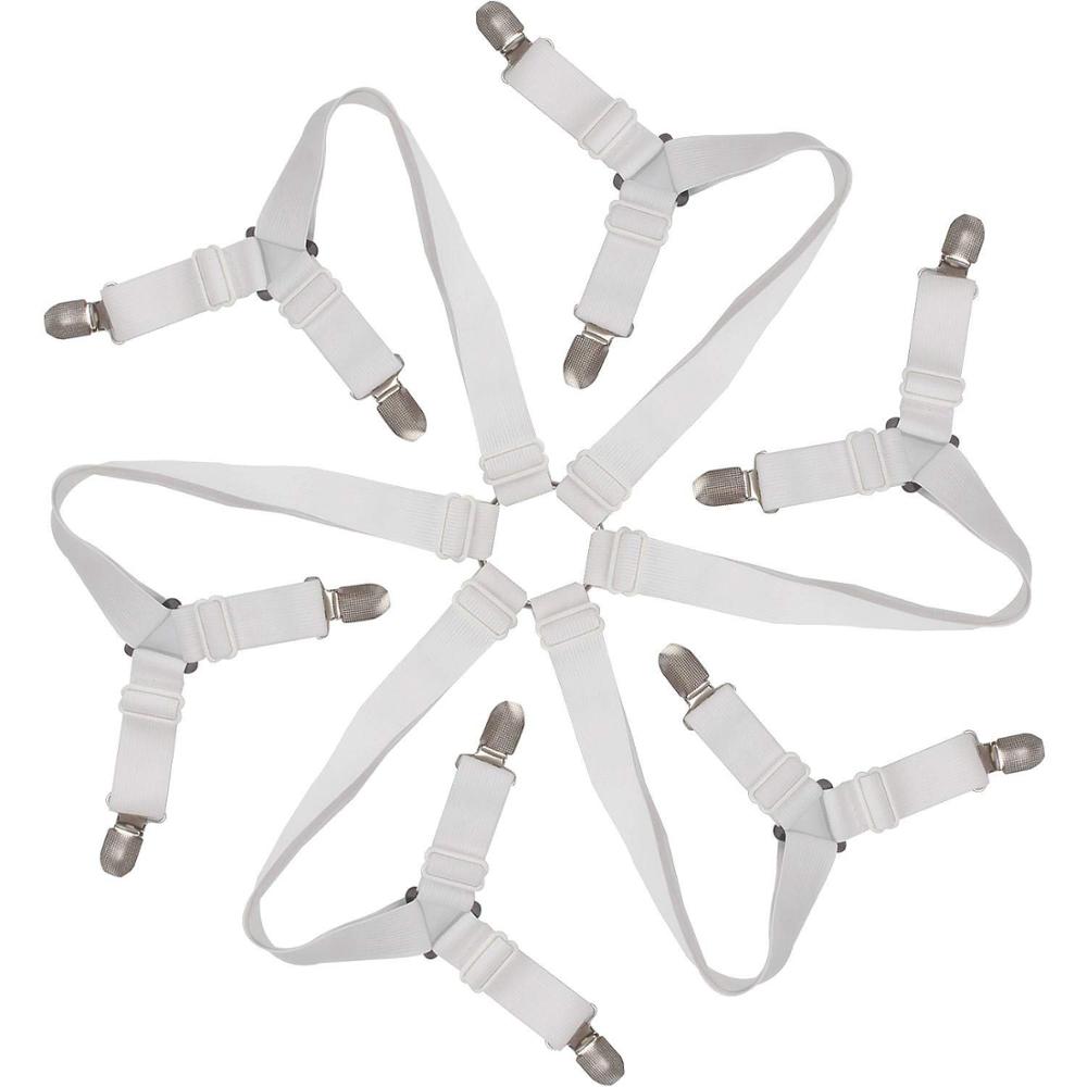 Tirantes de tiras de sábana ajustables, soporte de colchón cruzado triangular, blanco