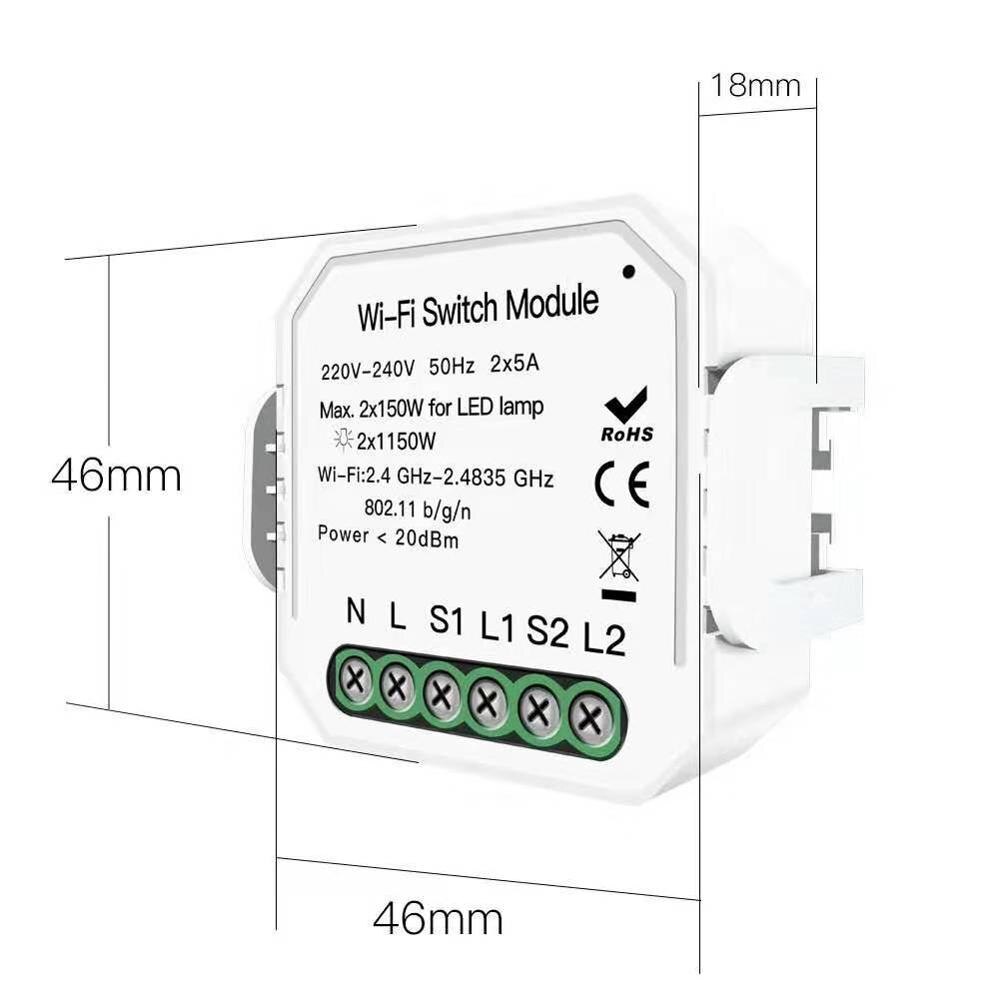 Tuya Smart Switch Zigbee Wifi Dimmer Module 1 Gang 220V With Neutral 2 Way Wireless Control Works With Alexa Google Home