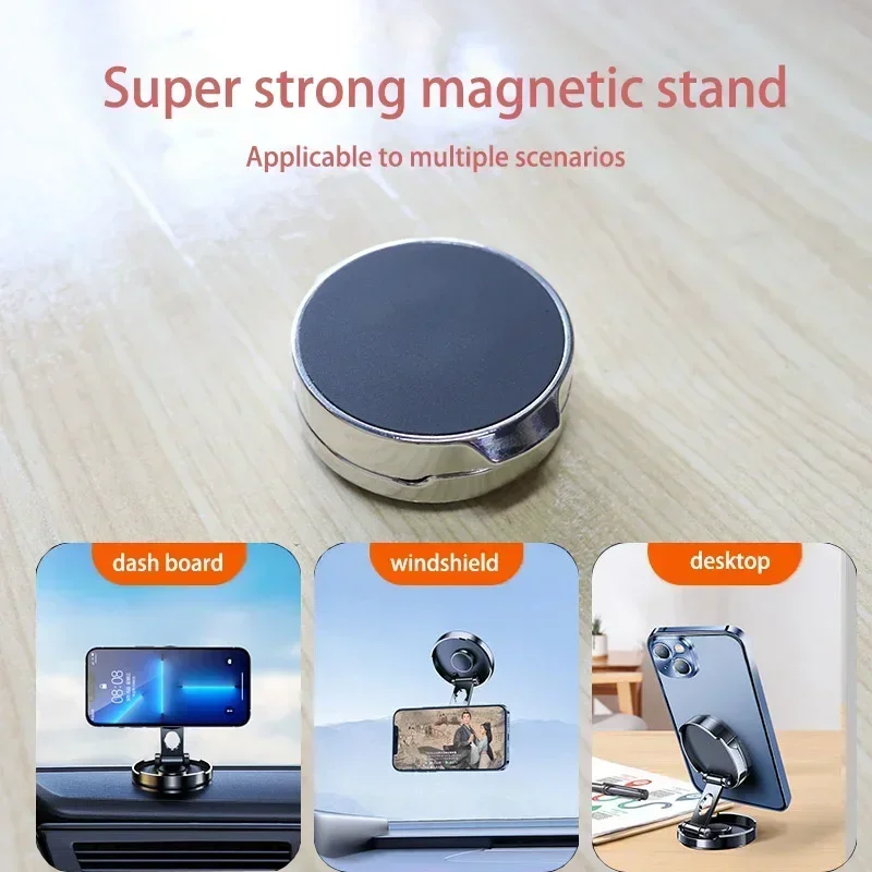 Rotating Car Phone Holder Foldable Stand Powerful Magnetic Metal Phone Holder Available in Multiple Scenarios Soporte
