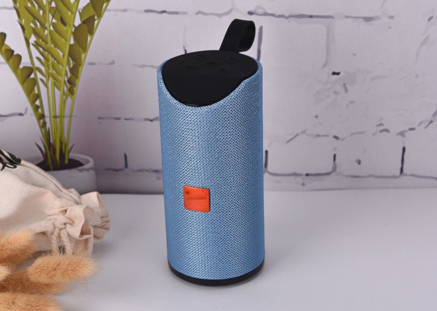 Bluetooth Speaker Portable Outdoor Loudspeaker Wireless Mini Column 3D 10W Stereo Music Surround Support FM TFCard Bass Box: BLUE