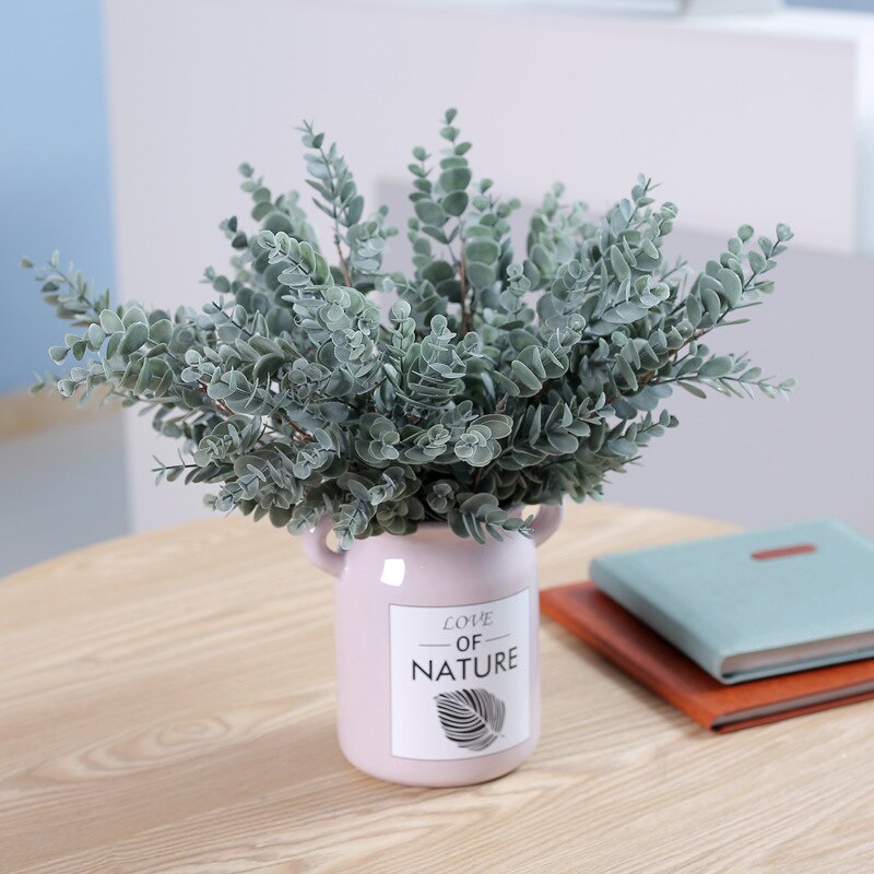 Meldel Diy Bruidsboeket Decoraties Kunstmatige Eucalyptus Bladeren 7 Vorken Handgemaakte Plant Bloemstuk Bruiloft Benodigdheden