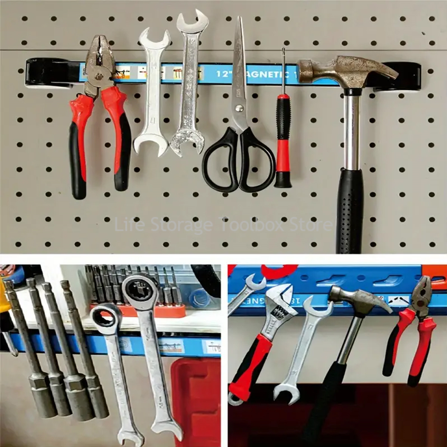 Stark magnetisk verktygshållare kraftig magnetverktygsstångsnyckel garageorganisatör väggmonterad verktygsförvaring stånglistställ