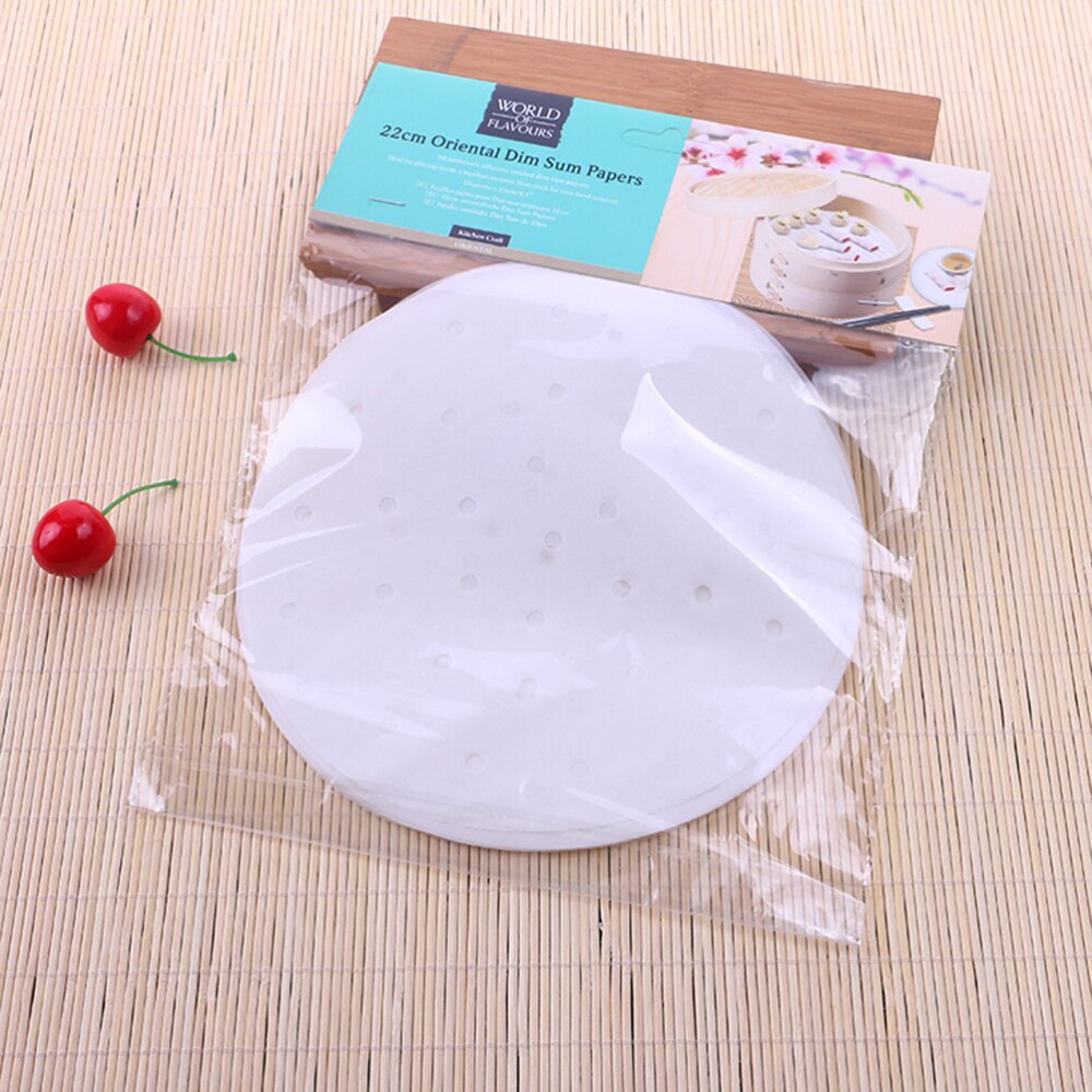 100 pièces parchemin perforé rond vapeur papier doublures approprié pour Air friteuse cuisson vapeur panier légumes Dim Sum riz Di