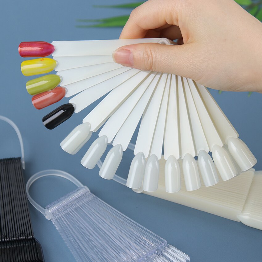 Juego de accesorios para uñas postizas en forma de abanico para práctica de uñas, juego de tarjetas de colores, para estudiantes