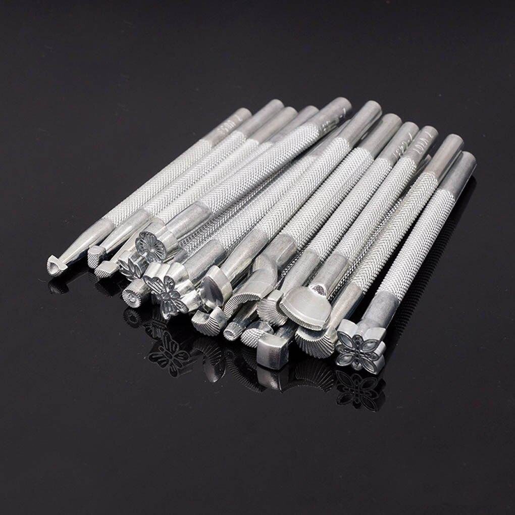 20pcs Leather Working Saddle Making Tools DIY Leather Craft Stamps Set Leathercraft Handmade Sculpture Printed Tool