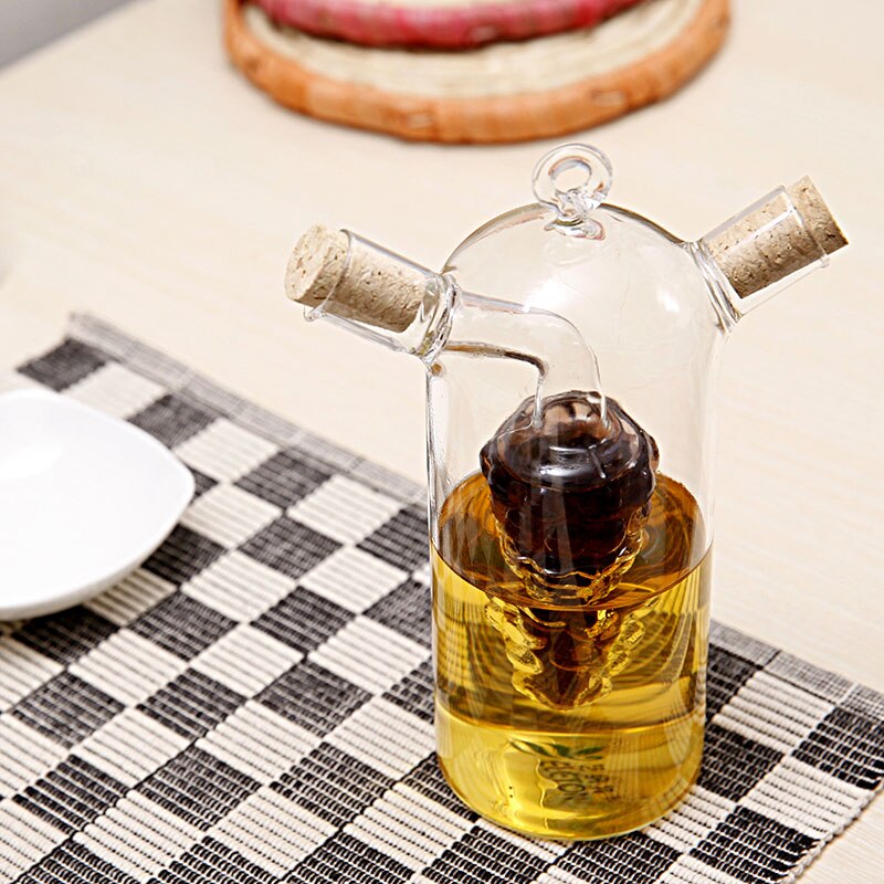 Recipiente de vidrio para salsa de soja y vinagrera de vinagre, botella de aceite y vinagre, bote de condimentos, suministros de cocina