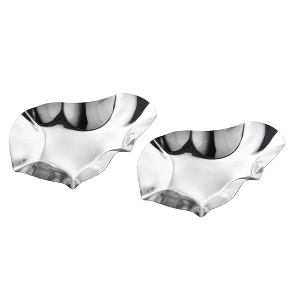 2pcs Reusable Stainless Steel Oyster Shells Dipping Dishes Oyster Trays (Silver)
