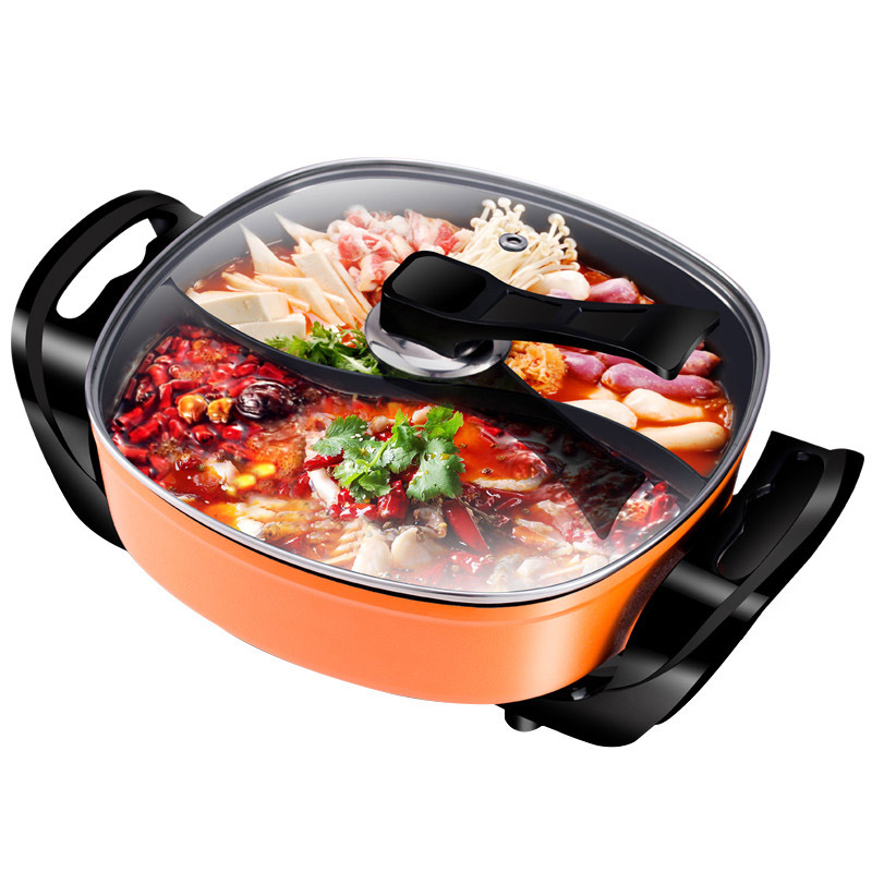 1600W orange large power electric multi function cooker fry hotpot stew electric skillet