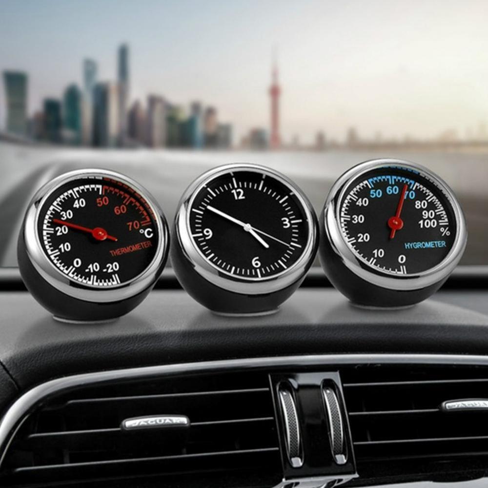Car Clock Hygrometer Thermometer Mini Auto Luminous Automotive Dashboard Styling Clock Interior Accessories Clock Qua R5N6