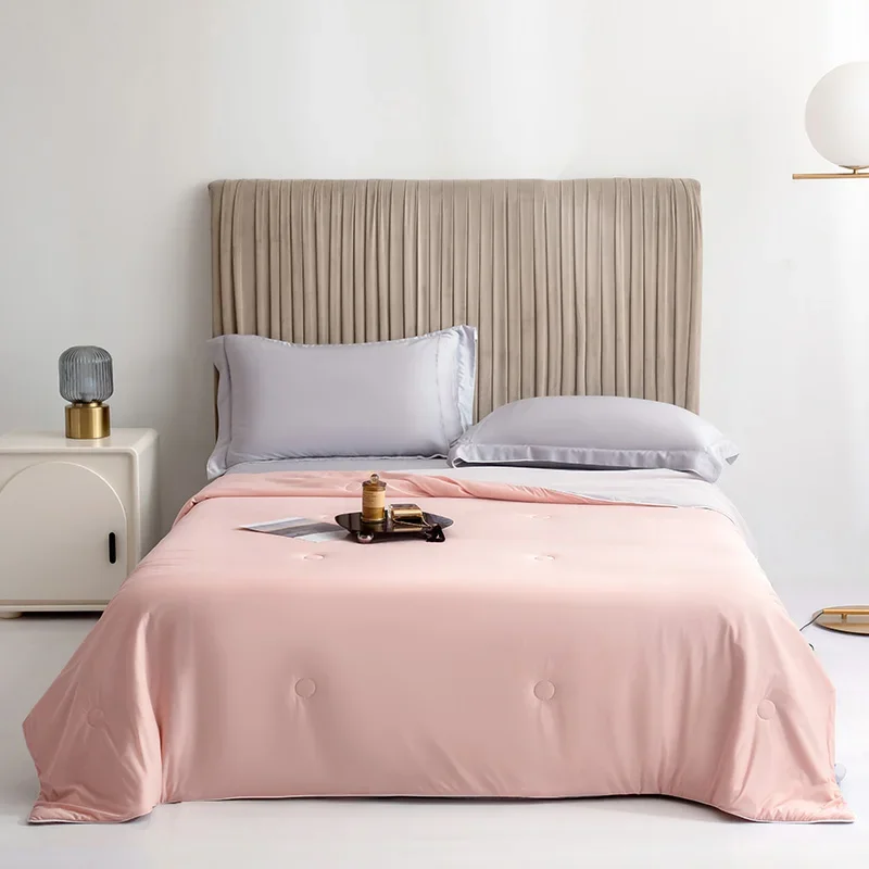 Kühldecke fürs Bett, seidige Klimaanlage, Bettdecke, leichte, gekühlte Sommerdecke mit doppelseitigem Kalt- und Kühlstoff: Zwilling / Rosa