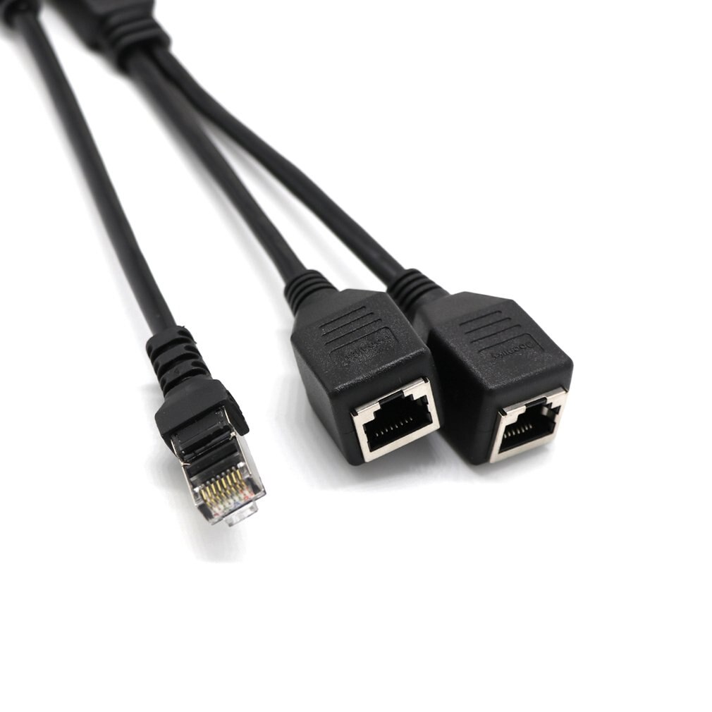 RJ45 Y Splitter Adapter Kabel 1 zu 2 Schalter Adapter Kabel für KATZE 5 LAN Ethernet RJ45 Ethernet LAN Schwarz Netz Buchse Splitter Hub