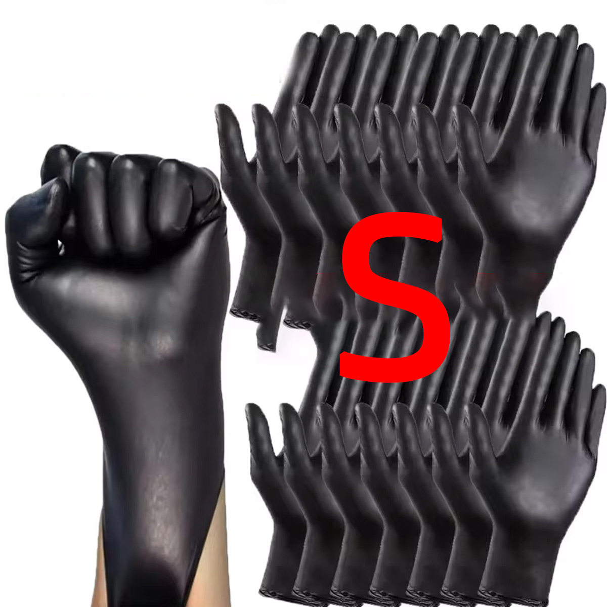 Guantes desechables de nitrilo negro, herramientas de cocina para el hogar, lavado de coches, guantes de trabajo de limpieza del hogar: Talla única / Descolorido