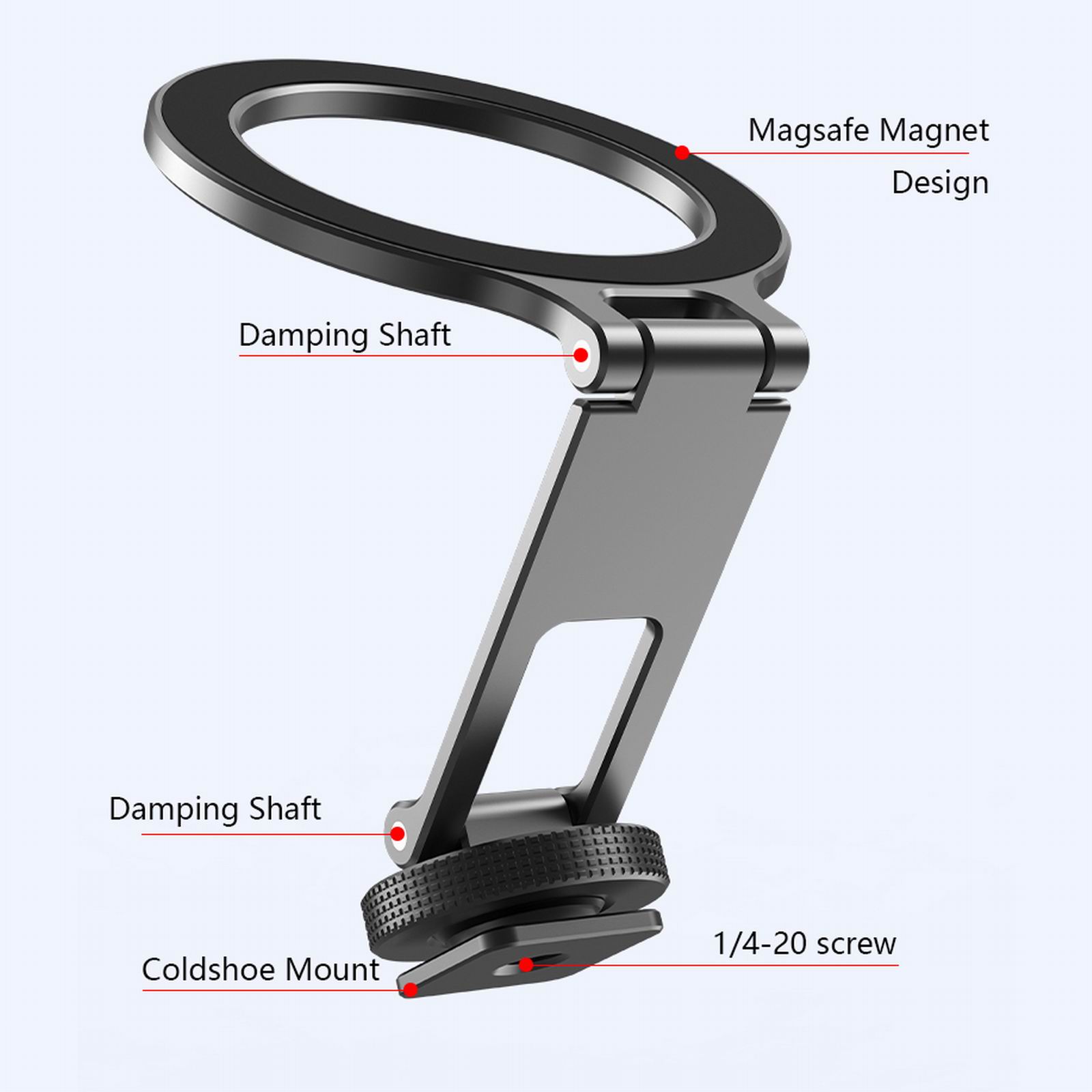 Magnetic Magsafe Phone Holder Mount Folding Cold Shoe Metal Phone Holder Horizontal Vertical Shooting for Camera Monitor Tripod: black