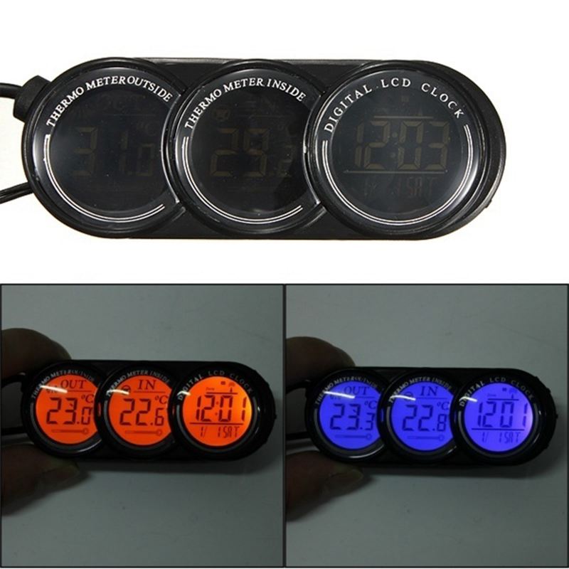 Termómetro Digital LCD para coche, medidor de temperatura, 12V-24V, 3 en 1: Default Title