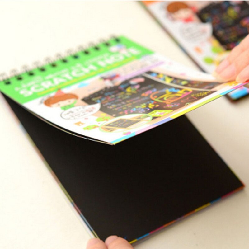 Scratch Drawing Paper DIY Painting Note Doodling Colorful Black Surface Children Education Drawing Book Office Stationery