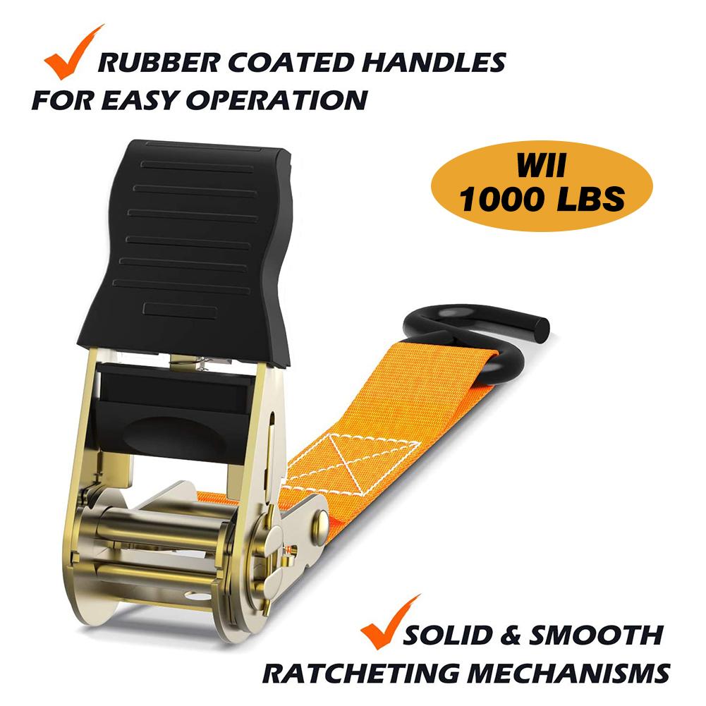 2pcs Ratchet Tie Down Straps Hold Secure Cargo Straps Hauling Truck Auto Straps Lashing Package Webbing Interior Accessories