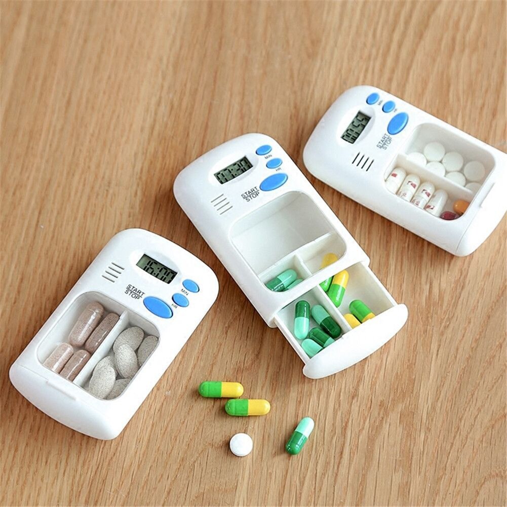 Joylife lcd digital 2 gitter elektrisk medicin pille æske med alarm timer påmindelse