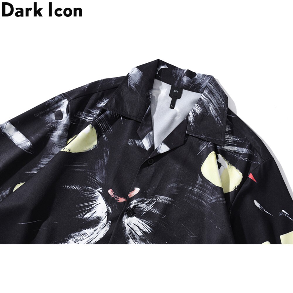 Donker icoon bedrukt hawaiiaans overhemd heren vintage straat heren overhemd korte mouw zomer strand shirts voor mannen