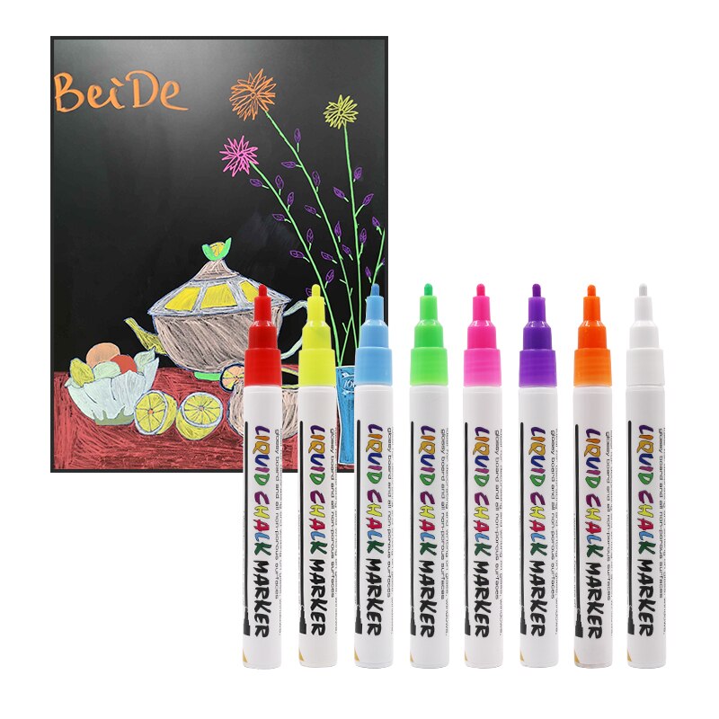liquid chalk marker 3mm Fluorescent Neon marker Pen For LED Writing Board Round&chisel Tip