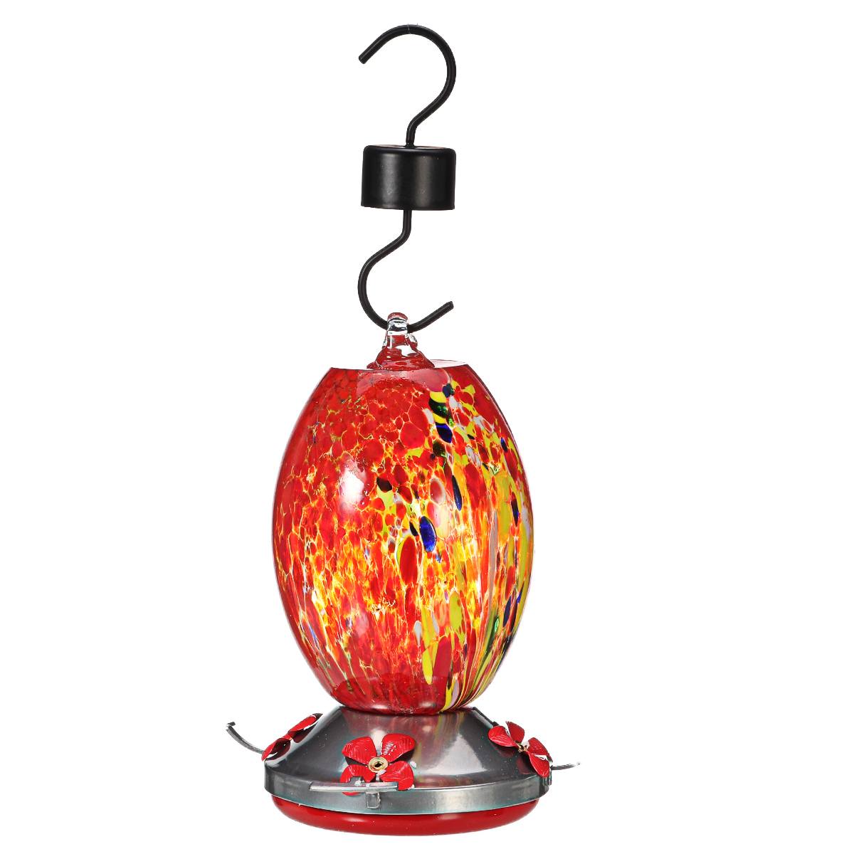 Bird Feeder Hummingbird Feeder Bird Perch For Outdoors Patio Hand Blown Glass Hummingbird Feeder: Red