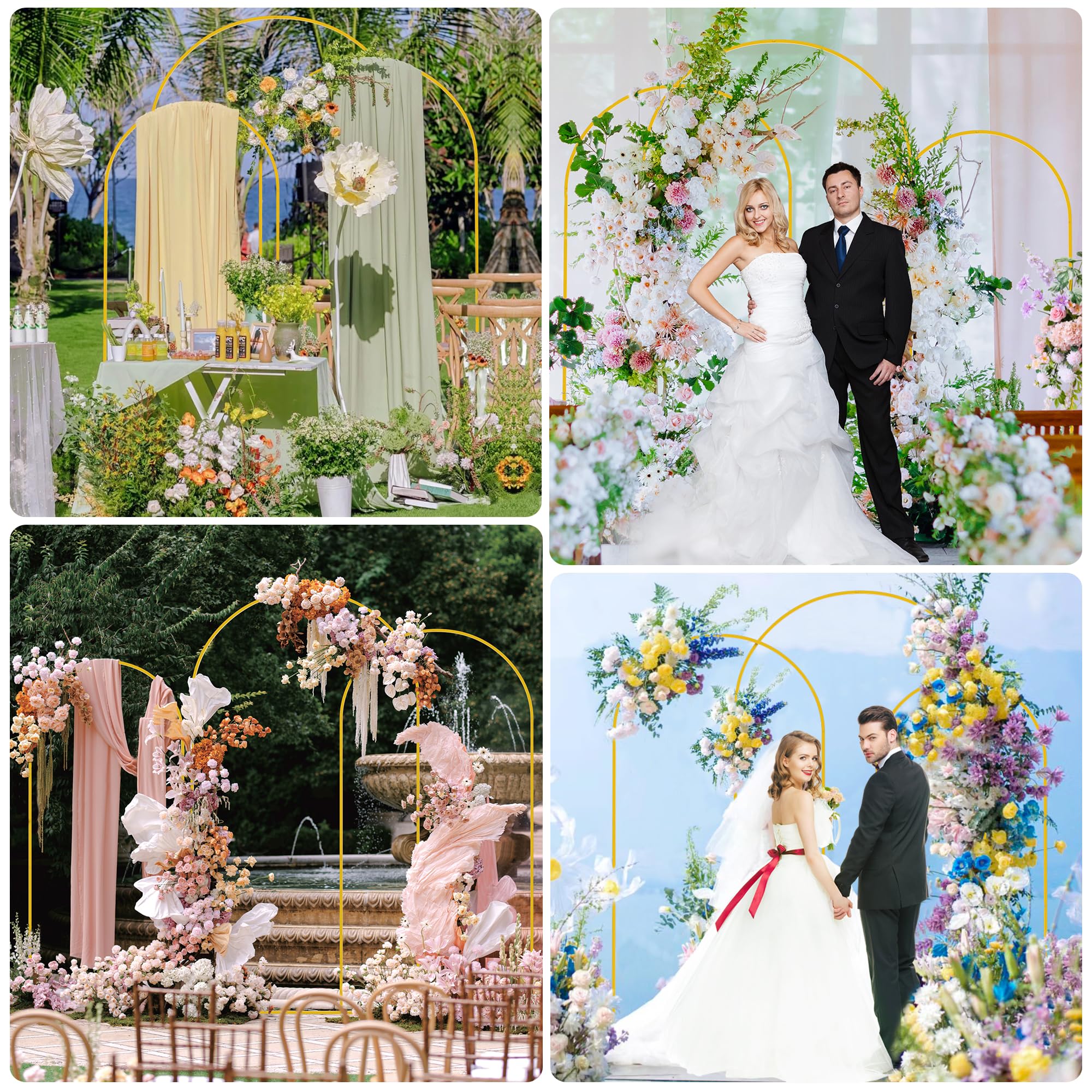 Juego de 1 pieza de soportes de arco de metal dorado para decoraciones de bodas y fiestas de cumpleaños (7,2 pies, 6,6 pies, 6 p