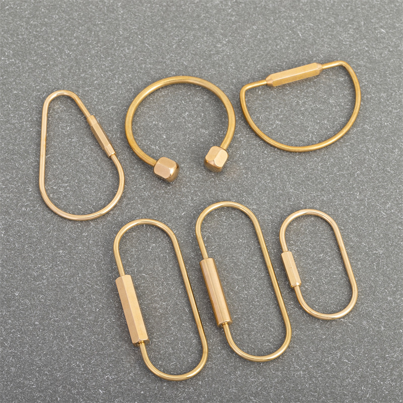 Brass Keychain Minimalist Thread Buckle Screw Key Ring Retro Copper Car Key Ring
