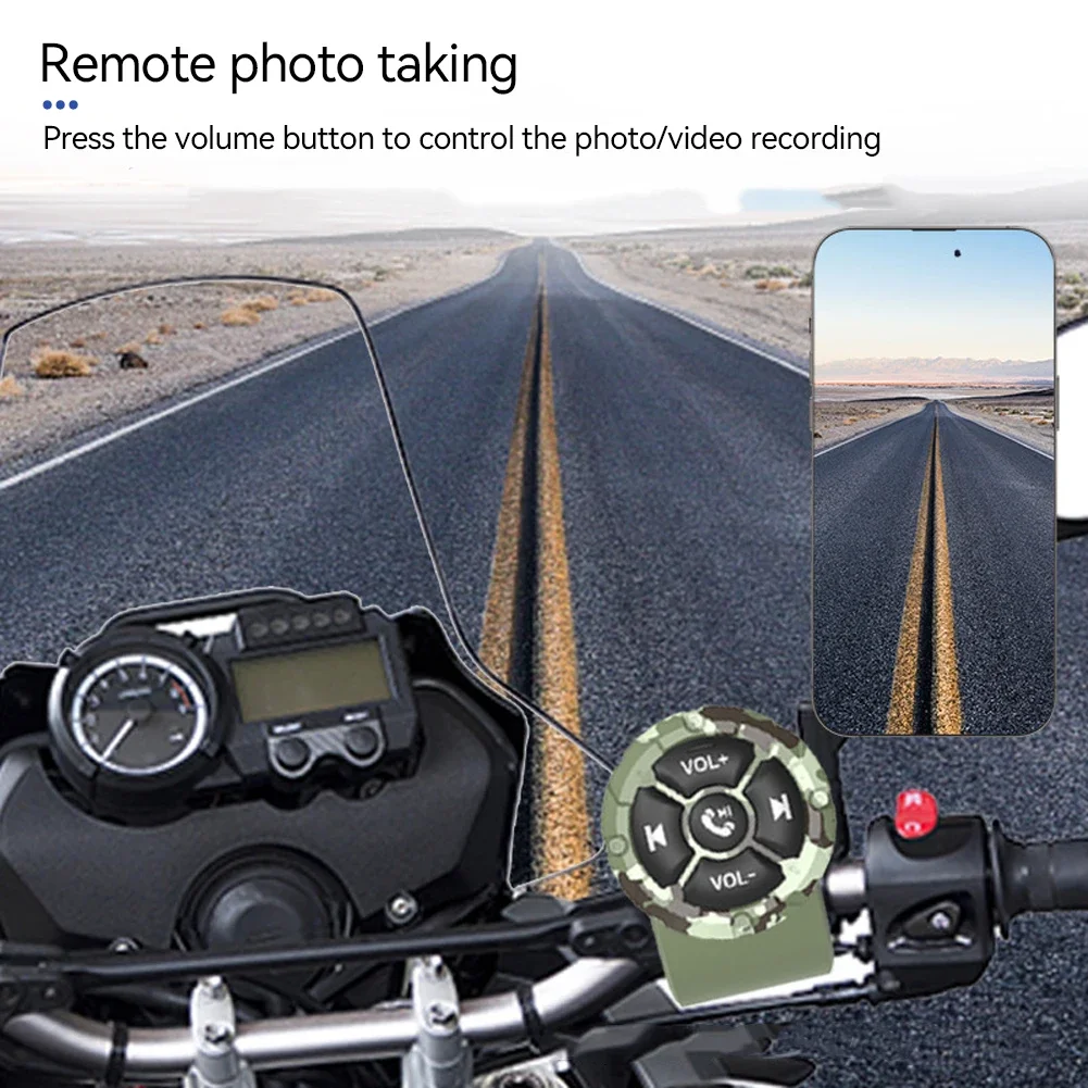 Pulsante multimediale Bluetooth telecomando IPX6 tipo cinturino impermeabile controllore senza fili per volante per auto, bici, moto