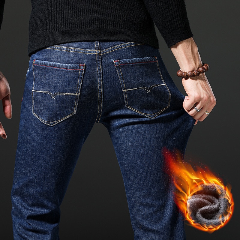Mäns plus sammetsjeans casual all-match herrjeans plus size