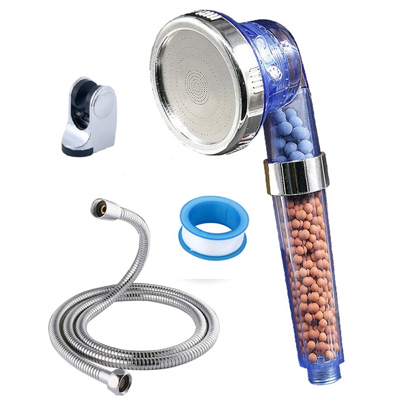 Top-Ionic Filter Shower Head with 4 Feet Hose High Pressure Water Saving 3 Modes Negative Ion Handheld Energy Ball Shower Set Sh