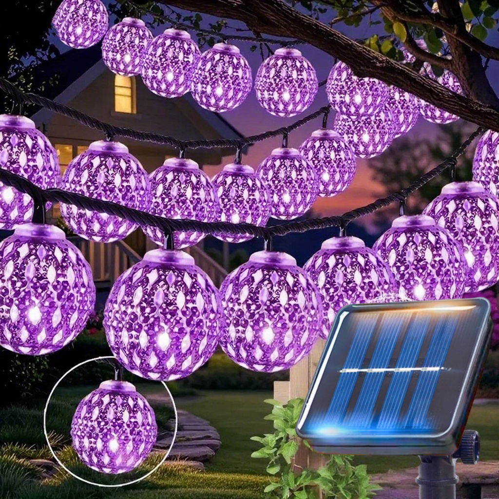 Solcelledrevne marokkanske kulelyslenker 20/30/50 led-eventyrklokker 8 moduser for hage, jul, bryllup, utendørs lyslenke: Rose / 16-20w