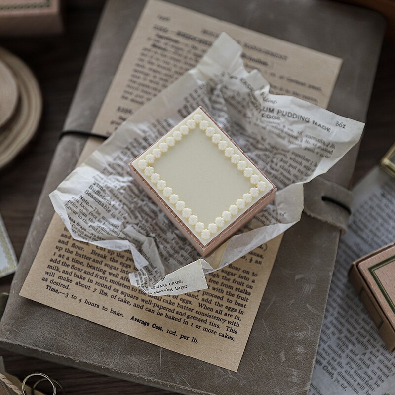 Sello de madera y goma para decoración de tarjetas para álbum de recortes DIY, Marco planificador de vida diaria, Retro, para manualidades en relieve