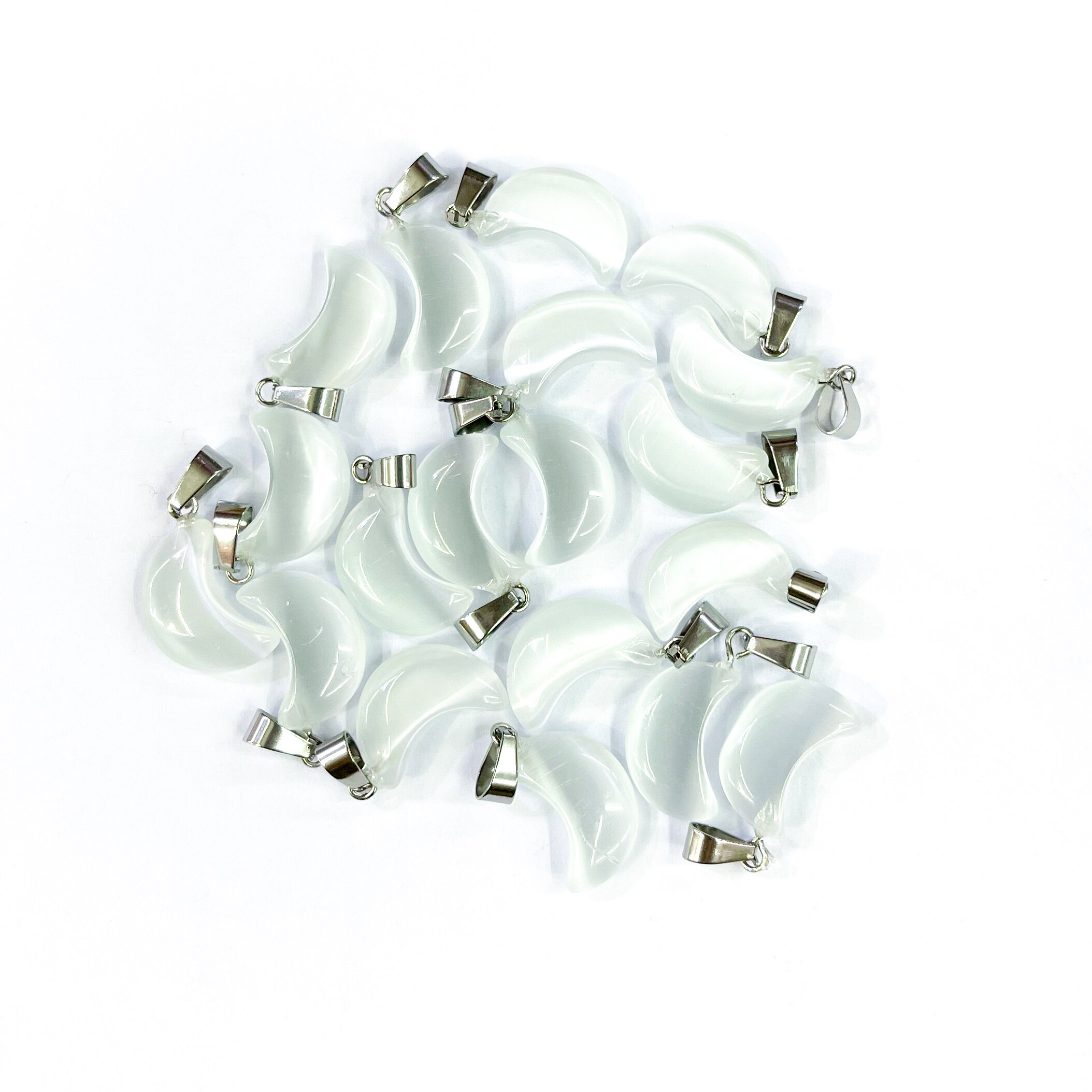10 Stks/partij Kat Ogen Steen Maan Vorm Charmes Hanger Voor Diy Sieraden Maken Ketting Accessoires Gem Steen Vrouwen Sieraden