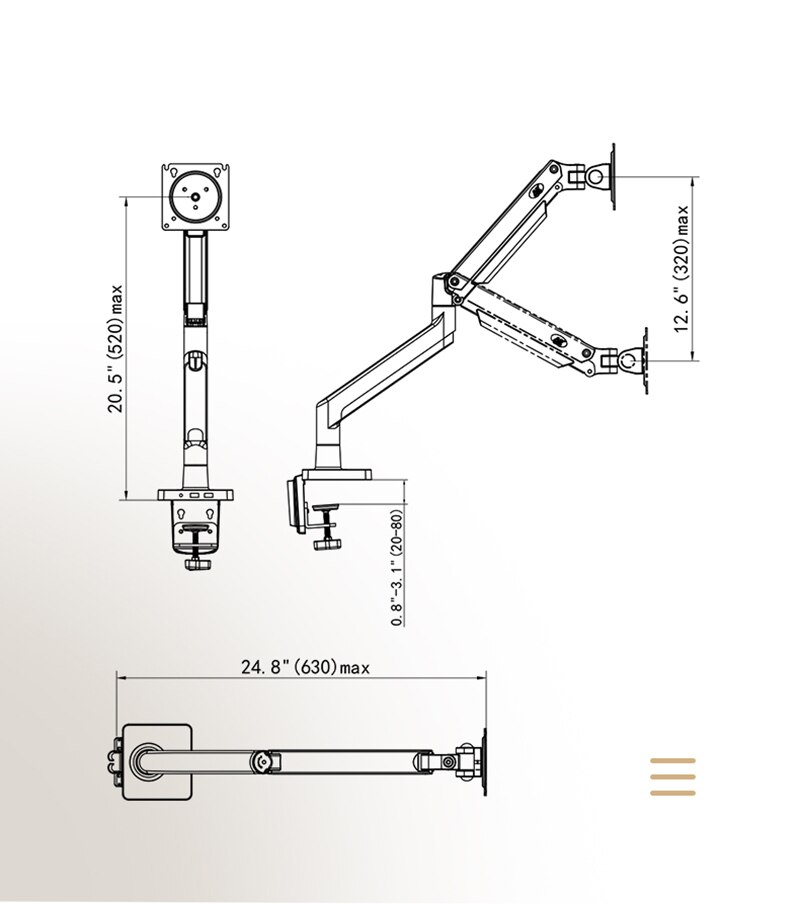 NB G40 Gas Spring Arm 22-40 inch Screen Desktop Monitor Holder 360 Rotate 2-15kgs Monitor Mount Arm with USB 3.0 Port
