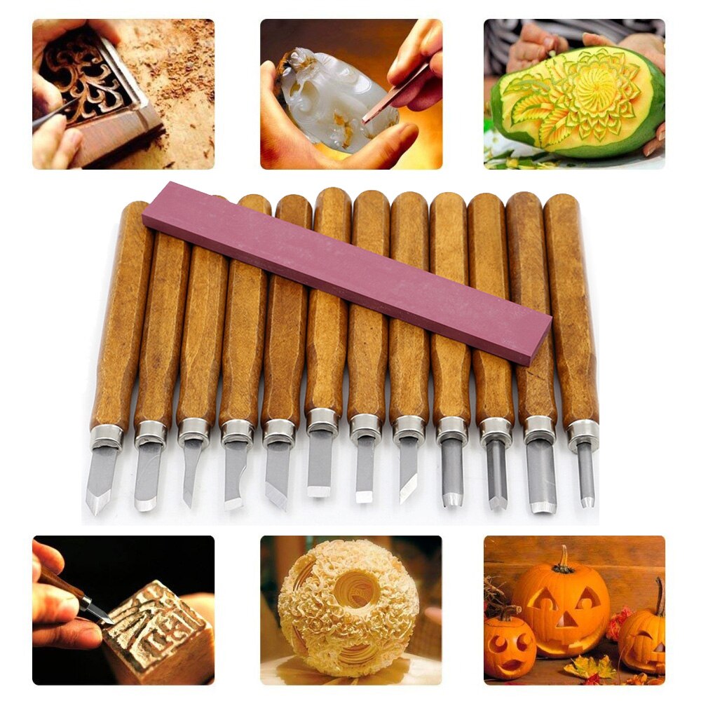 12x Wood Clay Carving Shaping Engraving Hand Tool Cutter Set Woodworking Crafts