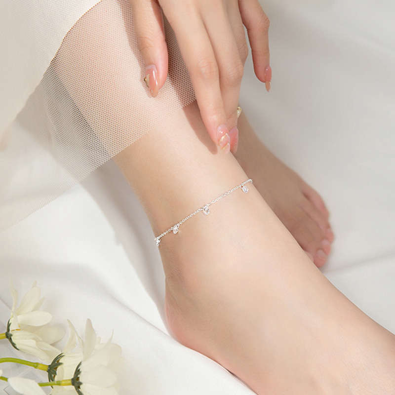 INZATT Echt 925 Sterling Silber Zirkon Fußkettchen Für Frauen Party Nette Feine Schmuck Minimalistischen Zubehör